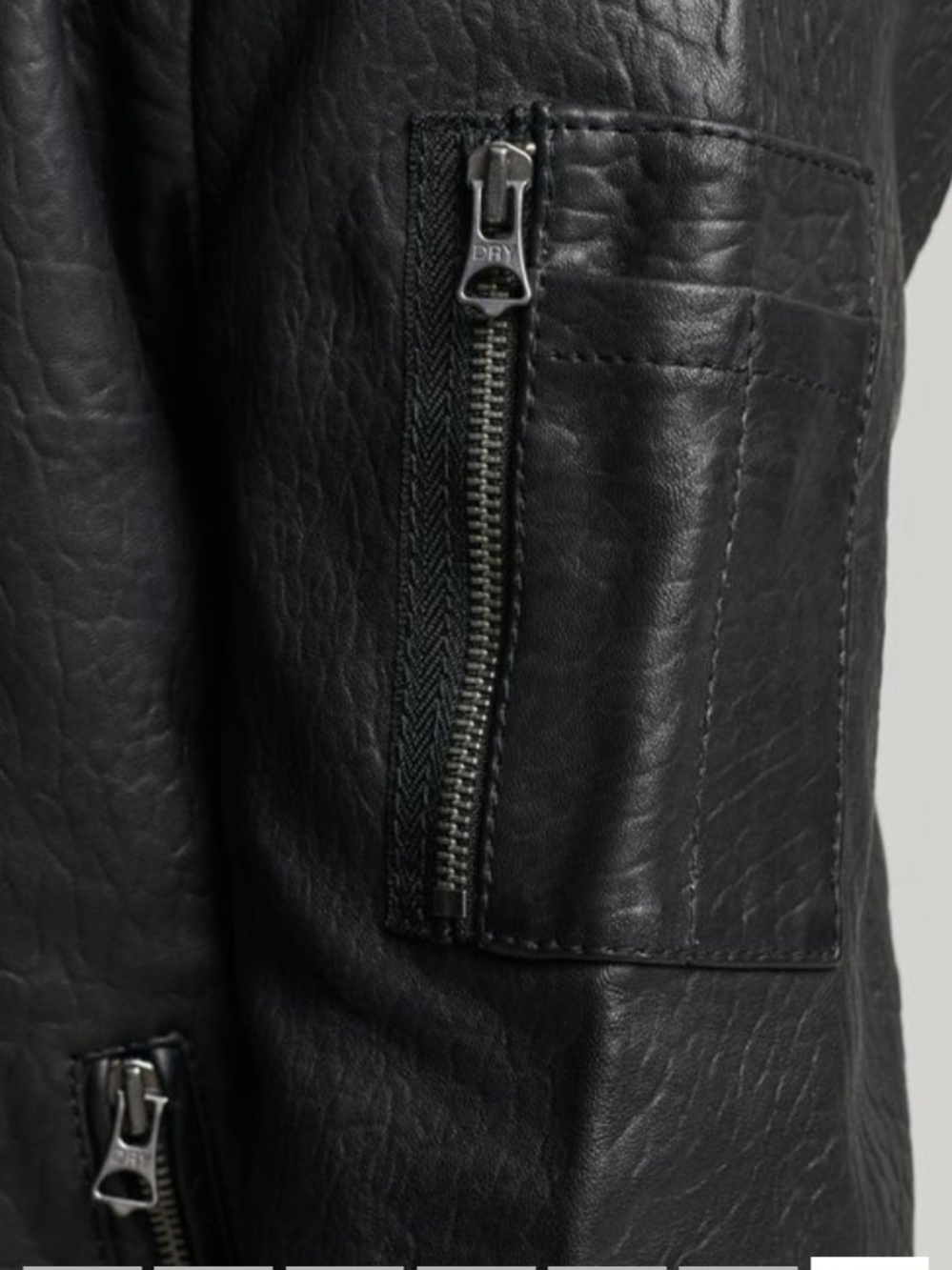 Superdry Men's Black Leather-Style Bomber Jacket - Sleek Zip Front NWT - Picture 7 of 9